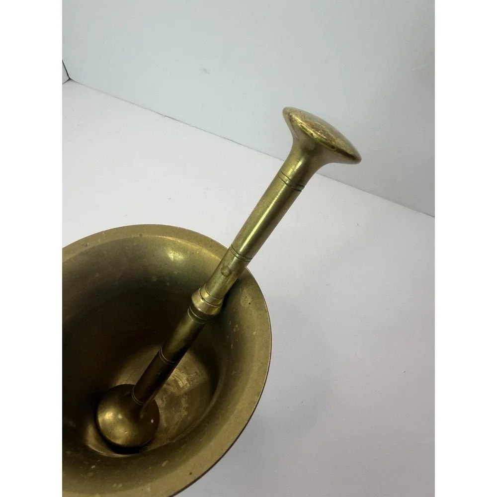 Vintage Heavy Brass Apothecary‎ Pharmacy Mortar And Pestle Pharmacy 4.5